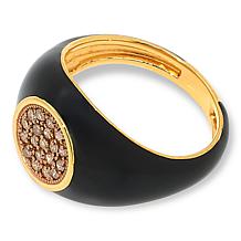 Rarities Gold-Plated .25ctw Diamond and Enamel Signet Ring