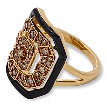 Rarities Gold-Plated .50ctw Diamond and Enamel Art Deco Ring 
