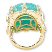 Rarities Gold-Plated Amazonite, White Topaz & Zircon Ring