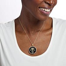 Rarities Gold-Plated Black Onyx & Zircon Hamsa Pendant with Chain