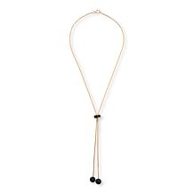 Rarities Gold-Plated Black Spinel Adjustable Bolo Chain Necklace