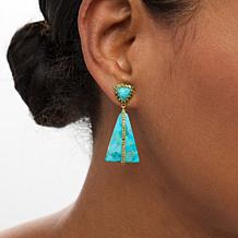 Rarities Gold-Plated Composite Turquoise and Tsavorite Drop Earrings