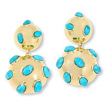 Rarities Gold-Plated Composite Turquoise Hammered Drop Earrings