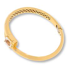 Rarities Gold-Plated Gem and Diamond-Accented Hinged Bypass Bracelet