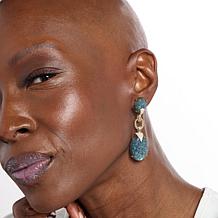 Rarities Gold-Plated Labradorite, Iolite and Zircon Carved Earrings