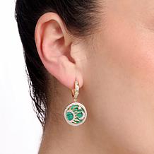 Rarities Gold-Plated Malachite and Zircon Celestial Disc Drop Earrings