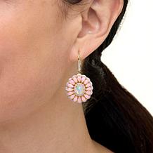 Rarities Gold-Plated Opal and White Zircon Flower Earrings