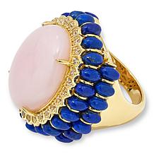 Rarities Gold-Plated Pink Opal and Multigemstone Cocktail Ring
