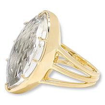 Rarities Gold-Plated Quartz Crystal Marquise-Cut Ring