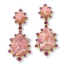 Rarities Gold-Plated Rhodochrosite and Garnet Earrings