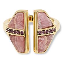Rarities Gold-Plated Rhodochrosite and Garnet Split-Top Ring