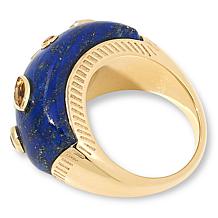 Rarities Gold-Plated Sterling Silver Gemstone Cigar Band Ring