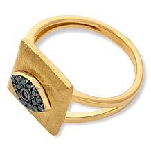 Rarities Gold-Plated Sterling Silver Pavé Diamond Talisman Ring