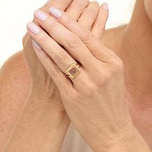 Rarities Gold-Plated Sterling Silver Pavé Diamond Talisman Ring