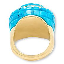Rarities Gold-Plated Turquoise-Color Howlite and Zircon Statement Ring