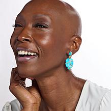 Rarities Gold-Plated Turquoise-Color Magnesite & Zircon Leaf Earrings