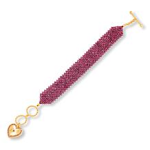 Rarities Gold-Plated Woven Gem Bead Heart Drop Toggle Bracelet