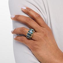 Rarities Labradorite and White Zircon Gold-Plated Ring