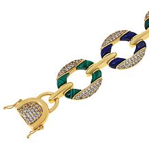 Rarities Lapis, Malachite and White Zircon Gold-Plated Bracelet