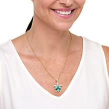 Rarities Multigemstone Turtle Enhancer Pendant with 18" Chain