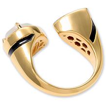 Rarities Opal and Zircon Black Enamel Gold-Plated Sterling Silver Ring