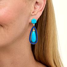 Rarities Turquoise-Color Gemstone and Enamel Drop Earrings