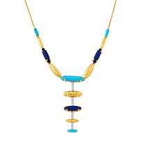 Rarities Turquoise, Lapis and White Zircon Gold-Plated Y-Drop Necklace