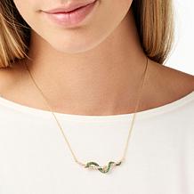 Rarities White Zircon and Green Tsavorite Snake Gold-Plated Necklace