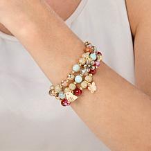 Red Carpet Gifts Harmony Lava and Gem Bead Stretch Bracelet 3pc Set
