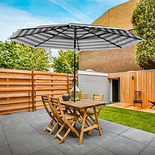 Reflection 9' OneClick Gen2 Black & White Patio Market Umbrella