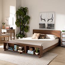 Regina Full Size Platform Storage Bed with Built-In Shelves