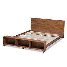 Regina Queen Size Platform Storage Bed with Built-In Shelves