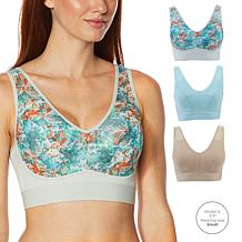 Rhonda Shear 3-pack Mesh Front Leisure Bra