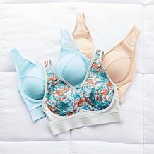 Rhonda Shear 3-pack Mesh Front Leisure Bra