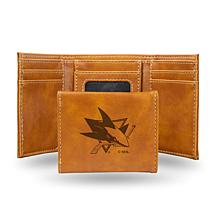 Rico NHL Laser-Engraved Brown Trifold Wallet