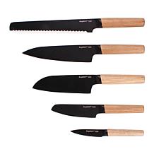 Ron 6-piece Knife Block Set with Wood Handles