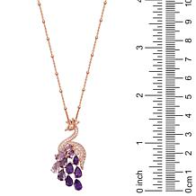 Rose Gold-Plated Amethyst & Created White Sapphire Peacock Necklace