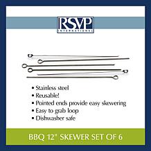 RSVP 12" BBQ Skewers - Set of 6