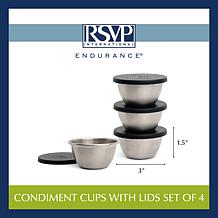 RSVP Set of 4 Condiment Cups with Lids