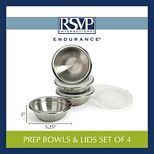 RSVP Stainless Steel Prep Bowls with Lids - Set of 4