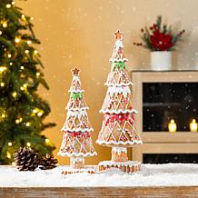 S/2 Resin Christmas Table Decor Miniature Trees