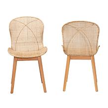 Sabelle Japandi Dining Chair with Rattan Seat and Metal Base