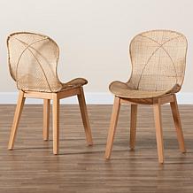 Sabelle Japandi Dining Chair with Rattan Seat and Metal Base