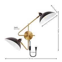 Safavieh Aspera 2-Pack Brass and Black Wall Sconces