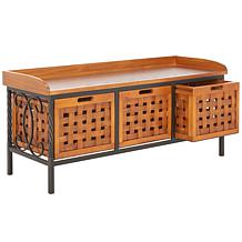 Safavieh Isaac Wooden Storage Bench - Honey Oak Finish