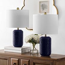 Safavieh Jace Navy Blue Ceramic 2-Pack Table Lamps 22"