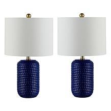Safavieh Jace Navy Blue Ceramic 2-Pack Table Lamps 22"