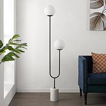 Safavieh Leif 2-Light Black Iron and White Glass Floor Lamp