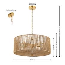 Safavieh Mamba 5-Light Natural and Gold Pendant, 24"