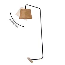 Safavieh Millie Black Metal Floor Lamp with Rattan Shade